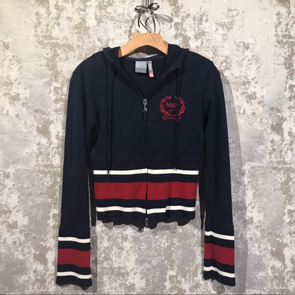 Nike MMIV Navy Blue USA Crop Hoodie - Picture 1 of 5